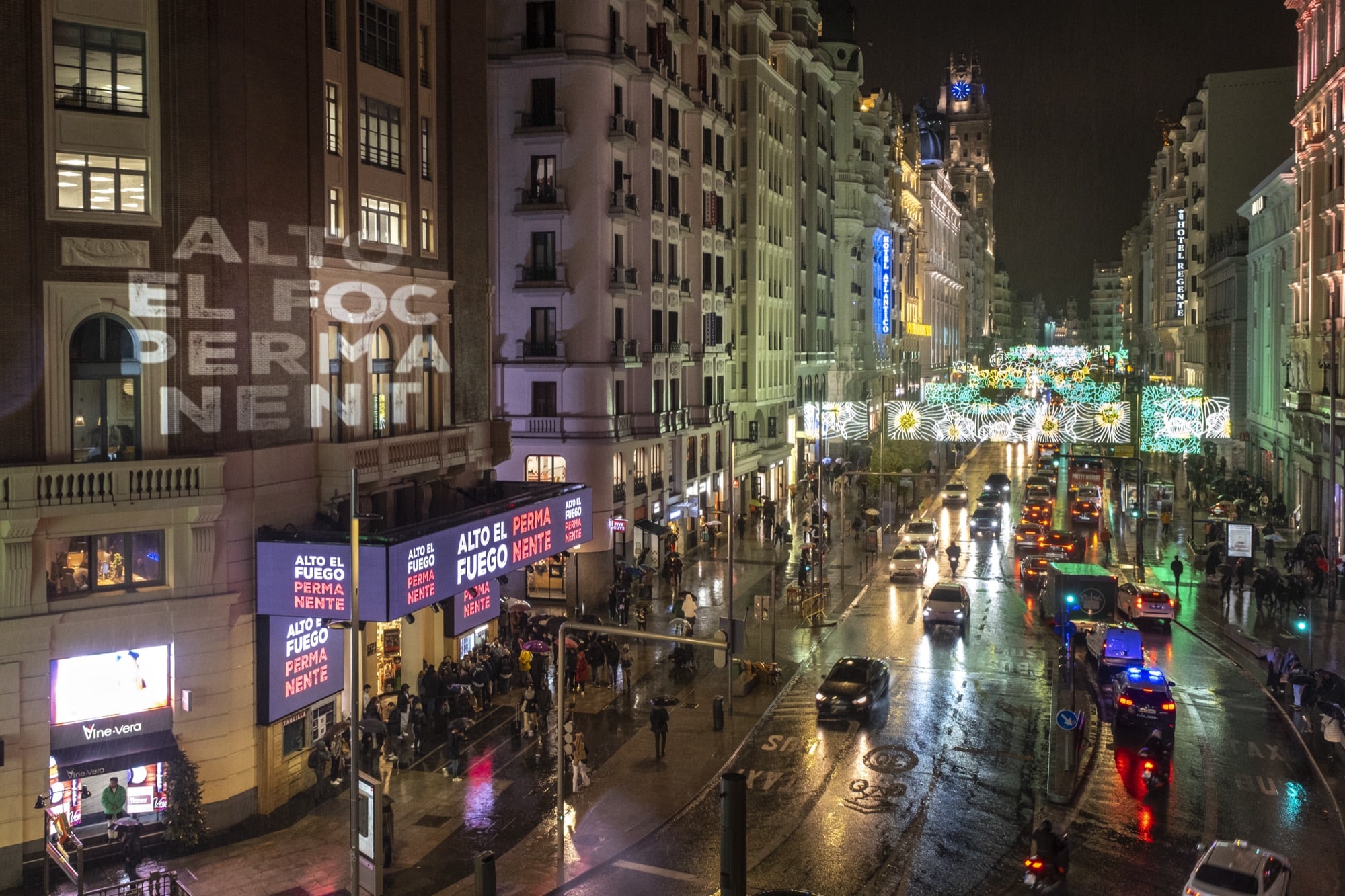 Varias ONG pedimos el la plaza de Callao, Madrid, el alto al fuego. 30 de noviembre de 2023.