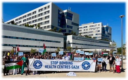 Campaña de apoyo al personal sanitario de Gaza en el Hospital Universitario 12 de Octubre. Madrid, 17 de septiembre. Campaña de apoyo al personal sanitario de Gaza en el Hospital Universitario 12 de Octubre. Madrid, 17 de septiembre.